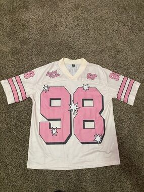 NFINITY Pink & White Mesh Jersey with 98 Graphic